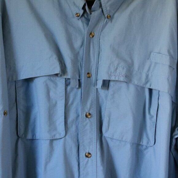 Men's XXL L.L. Bean Buzz Off Outdoor Long Sleeve Shirt Blue - Picture 4 of 9